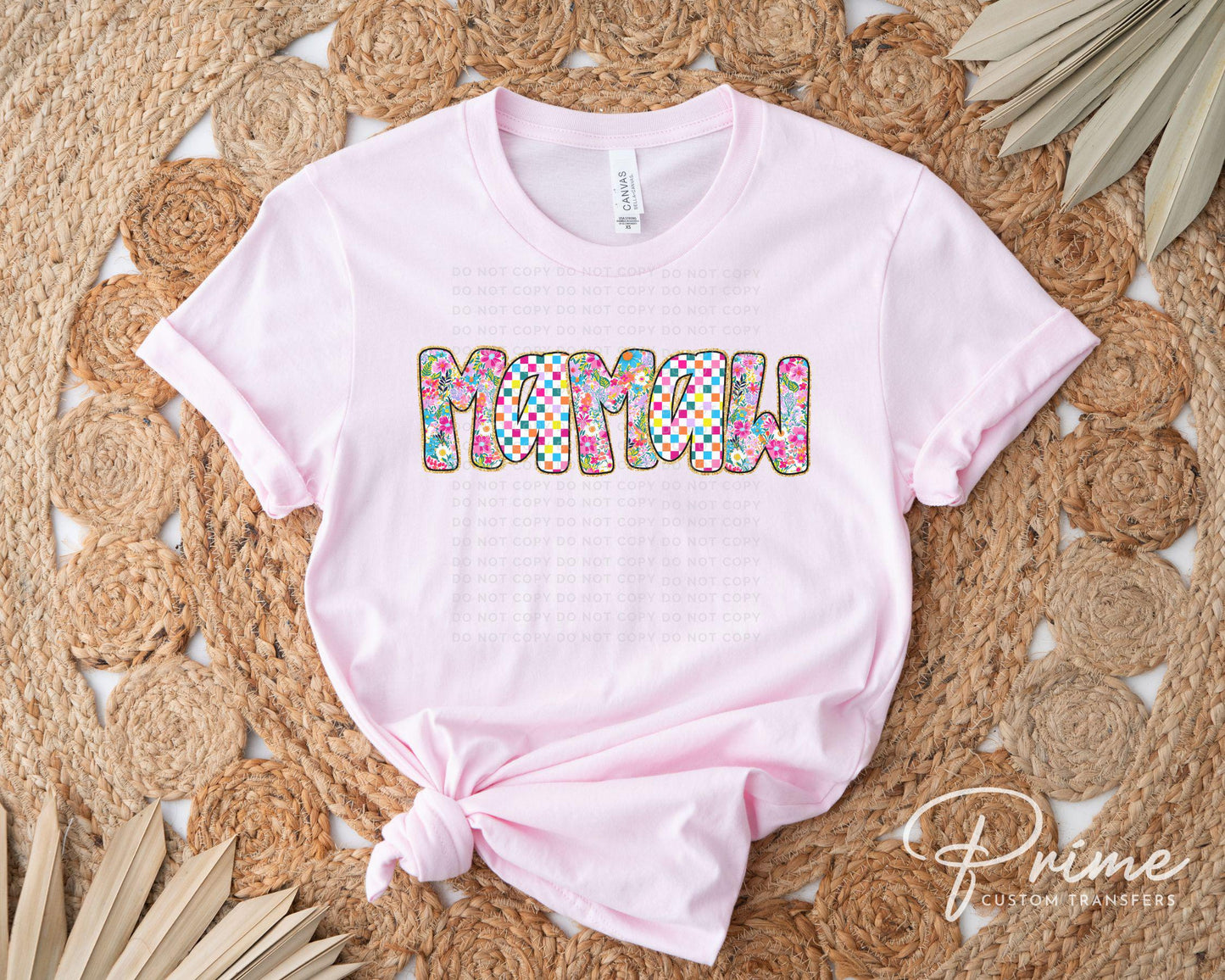 Mother's Day DTF Transfer, Ready to Press, T-shirt Transfer, Heat Transfer, Direct to Film, Gift for Mom,Flowers, Faux Glitter Floral Mawmaw