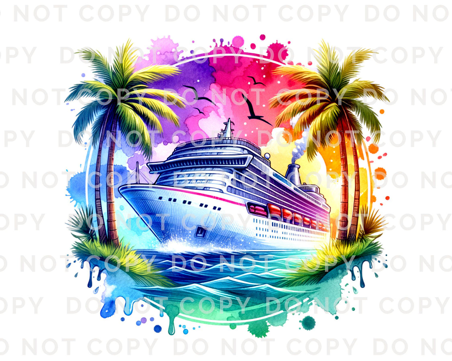 Family Cruise DTF Transfer, Ready to Press, T-shirt Transfer, Heat Transfer, Direct to Film, Trip, Vacation, Matching, Fun, Watercolor, 2025