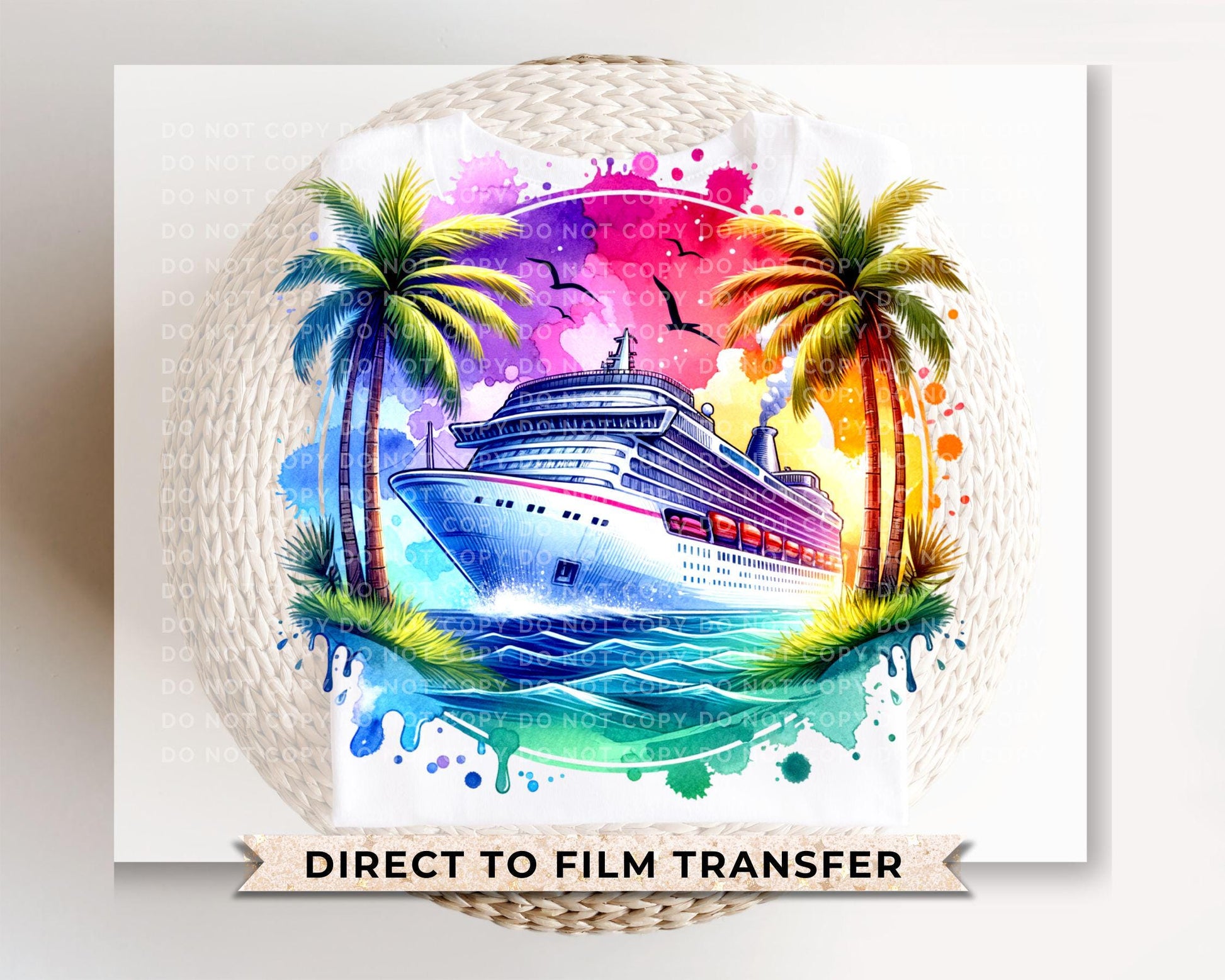 Family Cruise DTF Transfer, Ready to Press, T-shirt Transfer, Heat Transfer, Direct to Film, Trip, Vacation, Matching, Fun, Watercolor, 2025