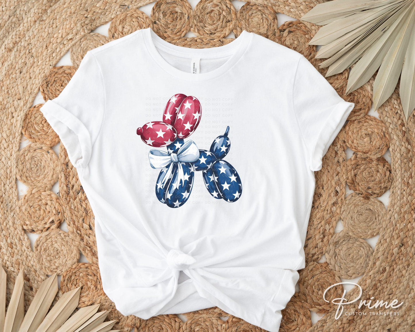 Patriotic Stars Balloon Dog DTF Transfers, Ready to Press, T-shirt Transfers, Heat Transfer, Direct to Film, Memorial Day, Fourth of July