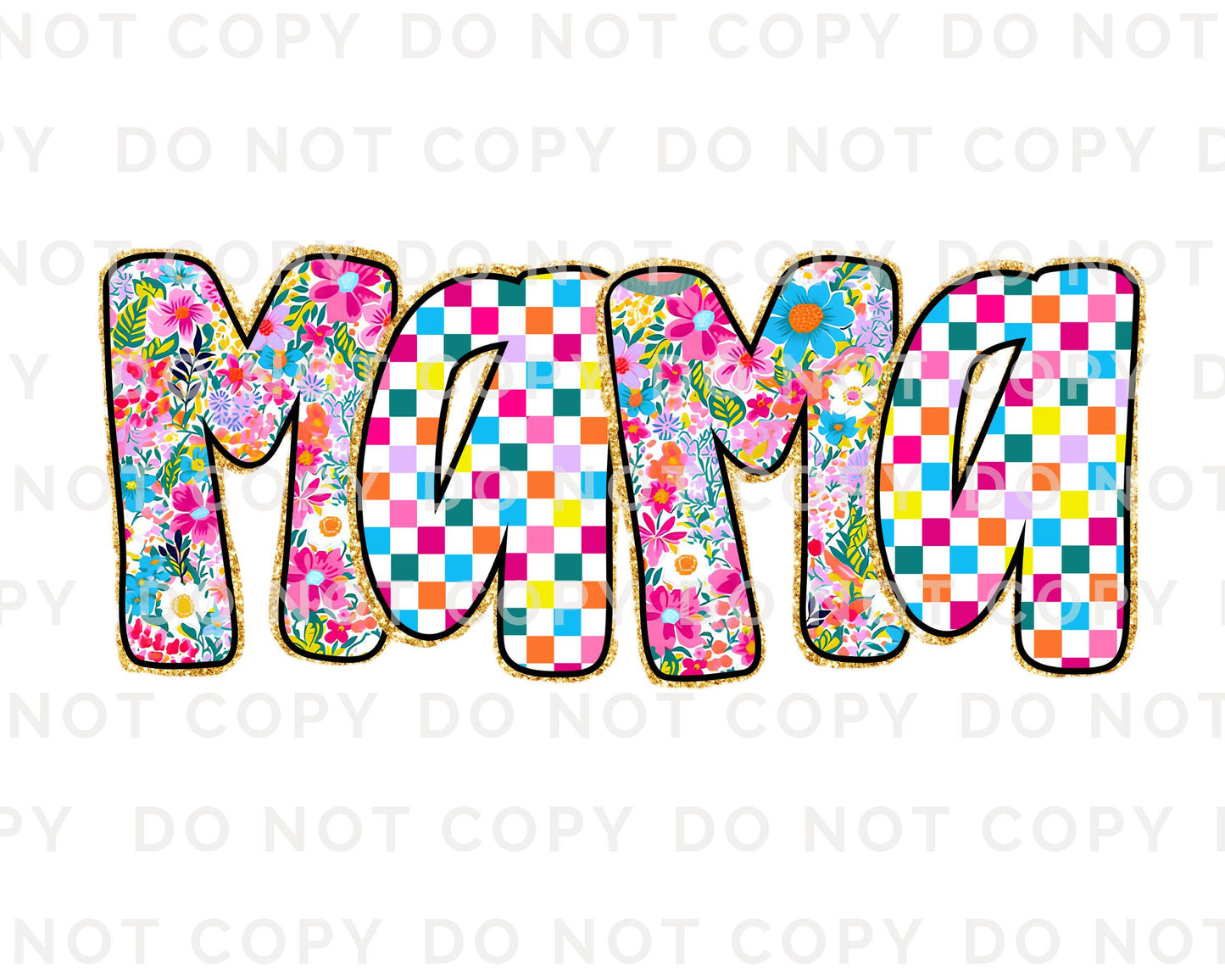 Mother's Day DTF Transfer, Ready to Press, T-shirt Transfer, Heat Transfer, Direct to Film, Gift for Mom, Flowers, Faux Glitter Floral Mama