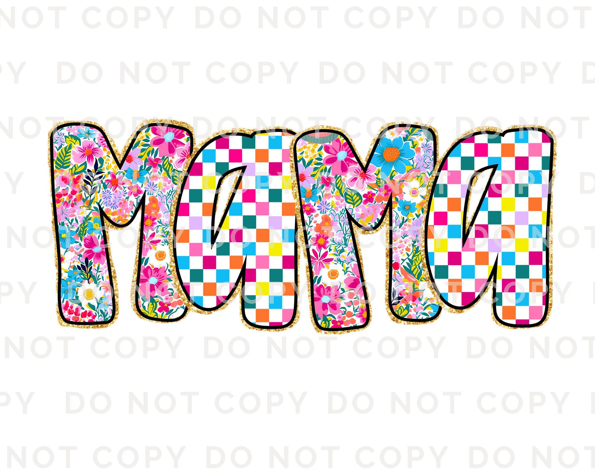 Mother's Day DTF Transfer, Ready to Press, T-shirt Transfer, Heat Transfer, Direct to Film, Gift for Mom, Flowers, Faux Glitter Floral Mama