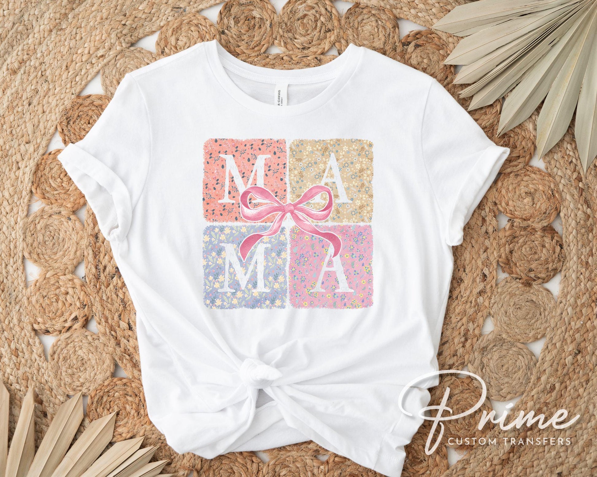 Mother's Day DTF Transfer, Ready to Press, T-shirt Transfer, Heat Transfer, Direct to Film, Mommy and Me, Mini, Bow, Coquette Floral Mama