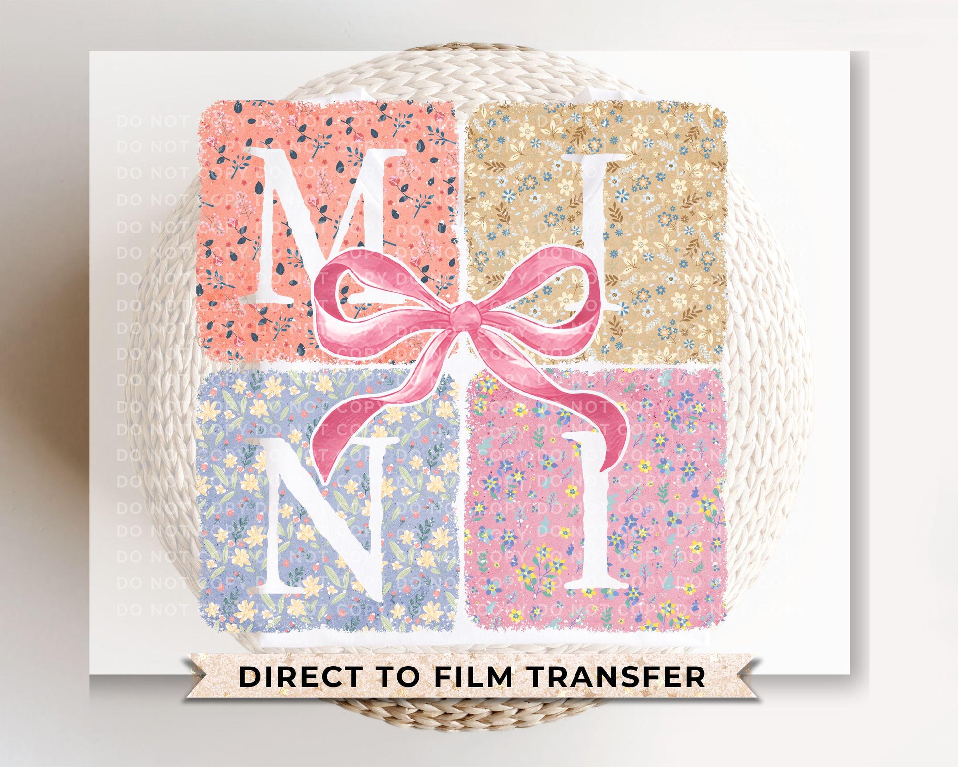 Mother's Day DTF Transfer, Ready to Press, T-shirt Transfer, Heat Transfer, Direct to Film, Mommy and Me, Mama, Bow, Coquette Floral Mini