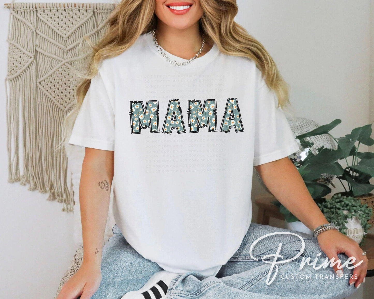 Mother's Day DTF Transfers, Ready to Press, T-shirt Transfers, Shirt Heat Transfer, Direct to Film, Doodle, Gift for Mom, Floral, Mama Daisy