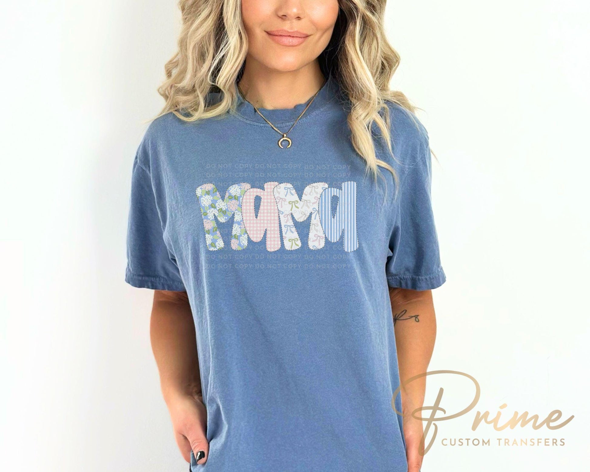 Mother's Day DTF Transfer, Ready to Press, T-shirt Transfer, Heat Transfer, Direct to Film, Spring, Girly, Floral Faux Quilted Coquette Mama