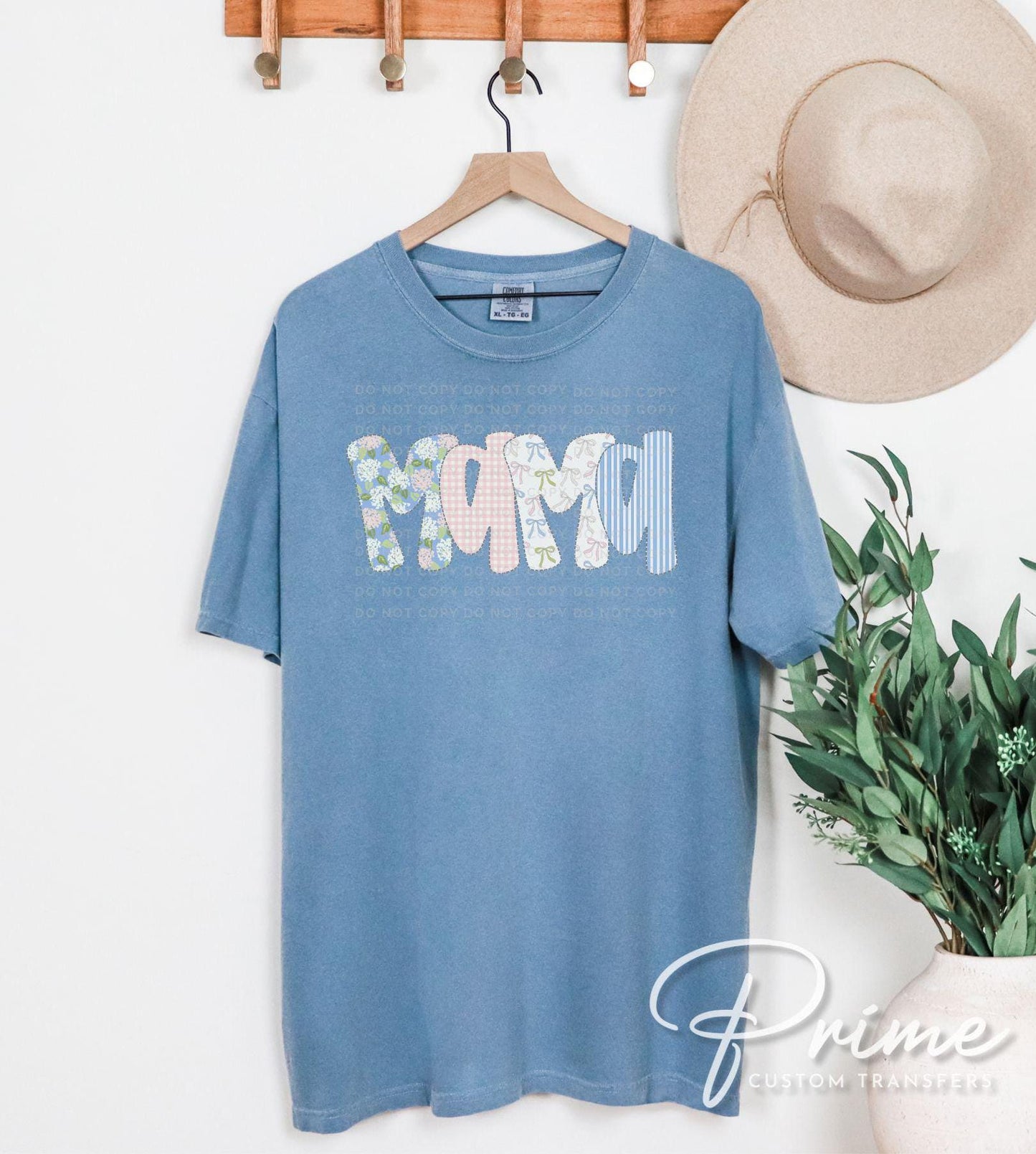 Mother's Day DTF Transfer, Ready to Press, T-shirt Transfer, Heat Transfer, Direct to Film, Spring, Girly, Floral Faux Quilted Coquette Mama