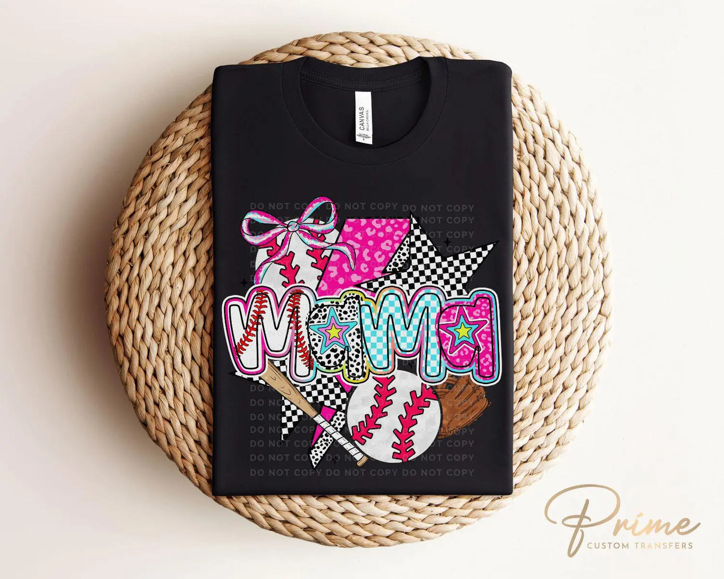 Coquette Baseball Mama DTF Transfer, Ready to Press, T-shirt Transfer, Heat Transfer, Direct to Film, Sport Mama, Game Day, Brushstroke, Bow