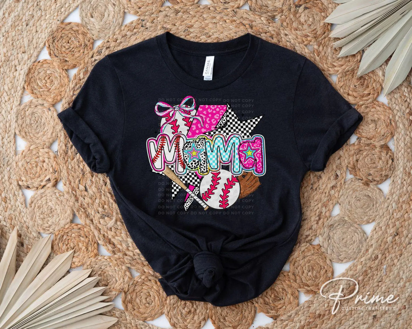 Coquette Baseball Mama DTF Transfer, Ready to Press, T-shirt Transfer, Heat Transfer, Direct to Film, Sport Mama, Game Day, Brushstroke, Bow