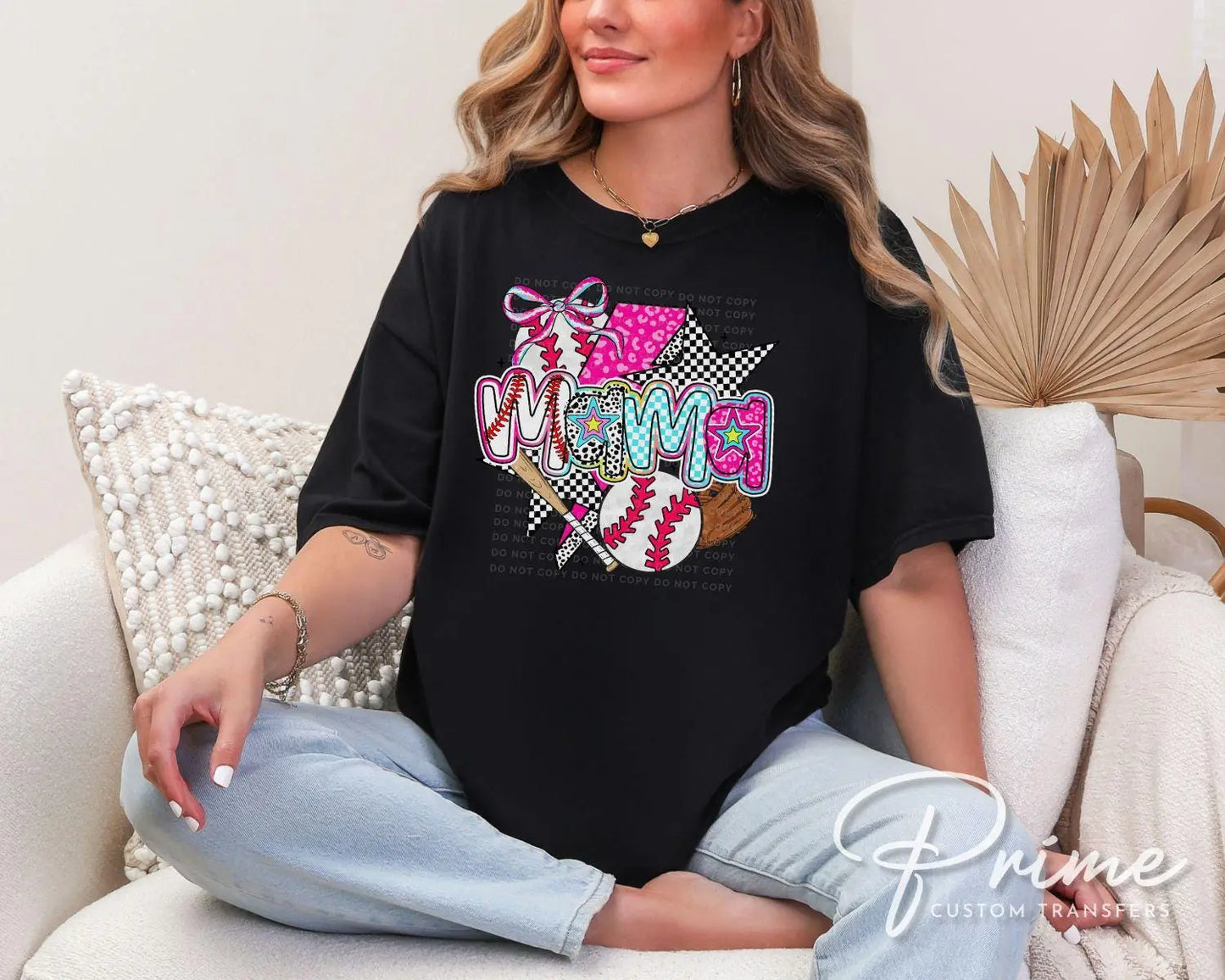 Coquette Baseball Mama DTF Transfer, Ready to Press, T-shirt Transfer, Heat Transfer, Direct to Film, Sport Mama, Game Day, Brushstroke, Bow