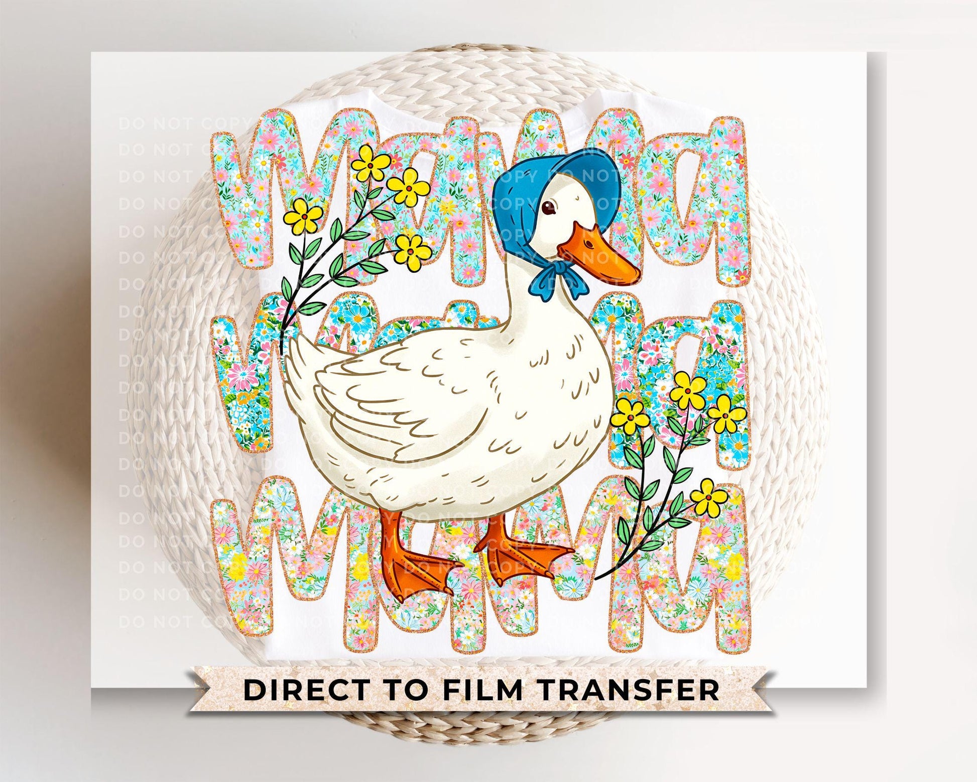 Dilly Dallying Funny Goose DTF Transfer, Ready to Press, Sublimation T-shirt Transfer, Heat Transfer, Direct to Film, Spring, Floral Boho