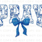 Christian DTF Transfer, Ready to Press, T-shirt Transfer, Heat Transfer, Direct to Film, Bible, Faith, Prayer Floral Blue Toile Coquette Bow