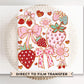 Boho Strawberry Coquette DTF Transfer, Ready to Press, T-shirt Transfers, Heat Transfer, Direct to Film, Floral, Summer, Strawberry Festival