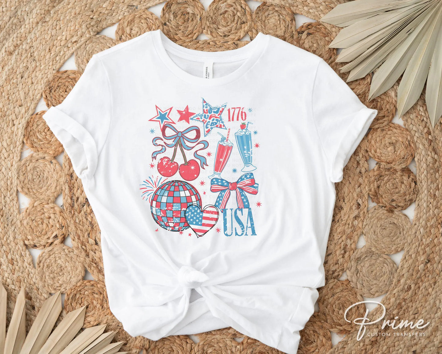 4th of July DTF Transfer, Ready to Press, T-shirt Transfer, Heat Transfer, Direct to Film, Memorial Day, America, Bows, USA Coquette Collage