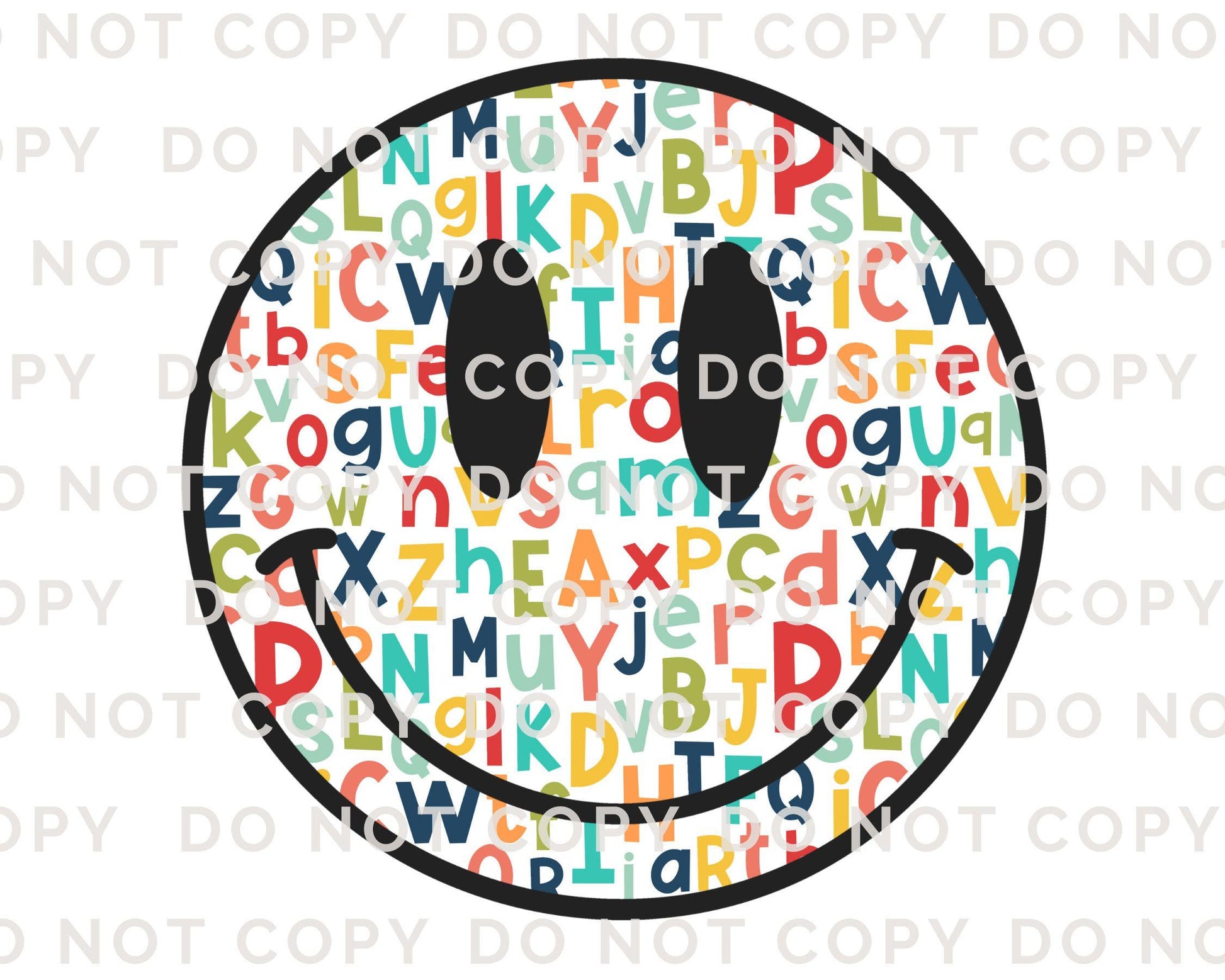 Teacher DTF Transfer, Ready to Press, T-shirt Transfer, Heat Transfer, Direct to Film, ABC, Back To School, Teacher Gift, Happy Face