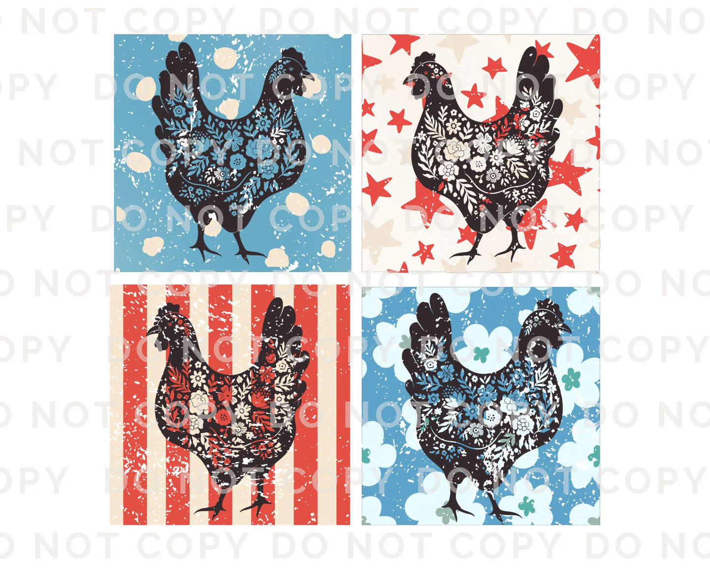 4th of July DTF Transfers, Ready to Press, T-shirt Transfers, Heat Transfer, Direct to Film, Patriotic, Holiday, Western, Chickens, Rooster
