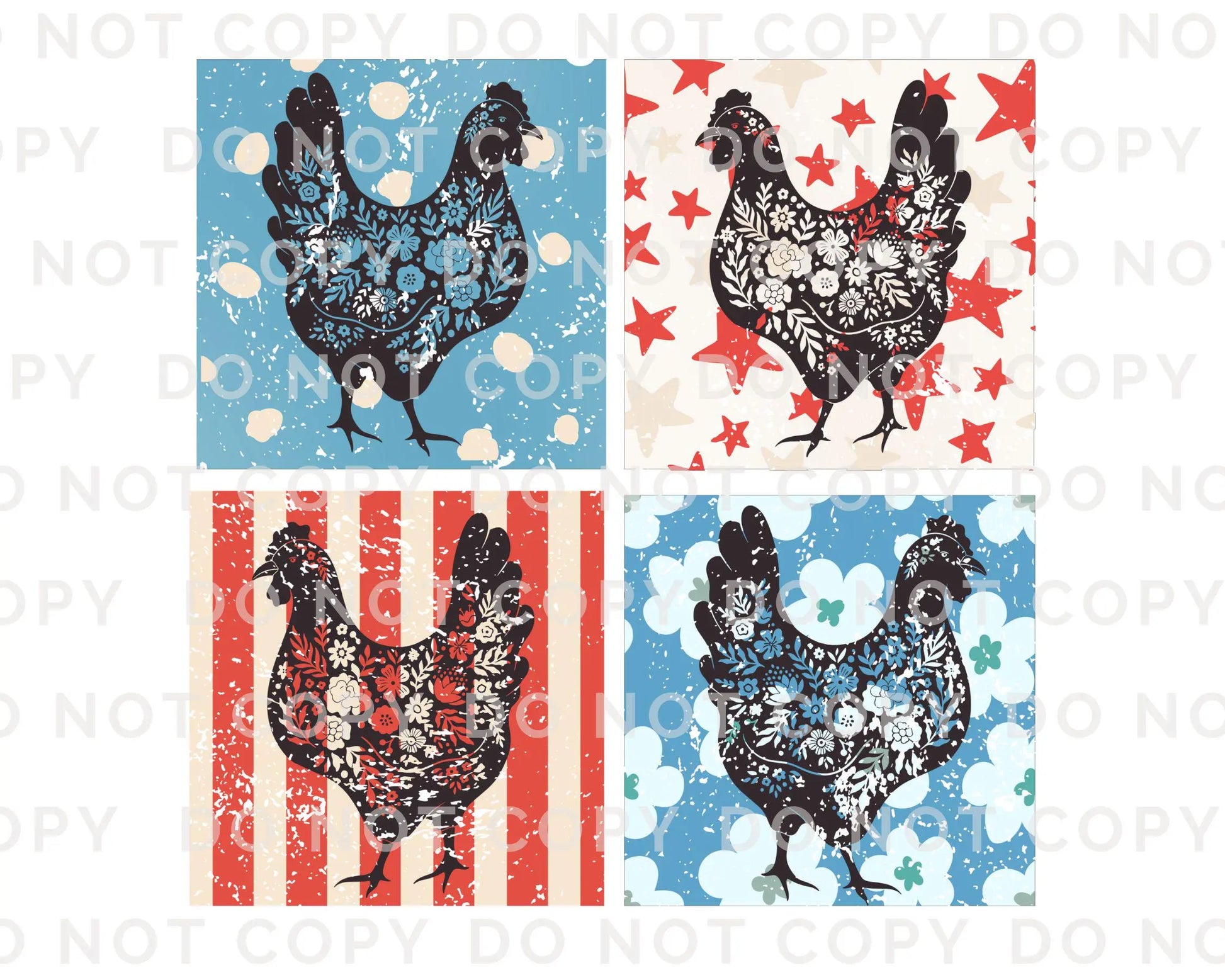 4th of July DTF Transfers, Ready to Press, T-shirt Transfers, Heat Transfer, Direct to Film, Patriotic, Holiday, Western, Chickens, Rooster