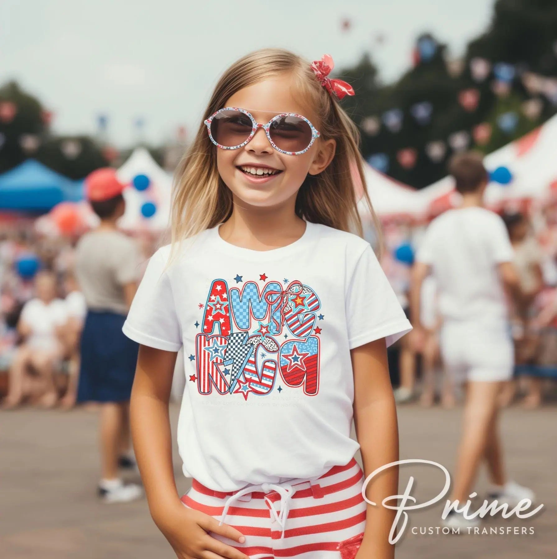 4th of July DTF Transfer, Ready to Press, T-shirt Transfer, Heat Transfer, Direct to Film, Memorial Day, America, Bows, USA Coquette Collage