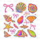 Coquette Seashells DTF Transfer, Ready to Press, T-shirt Transfer, Heat Transfer, Direct to Film, Bright Beach Shirt, Brushstroke, Costal