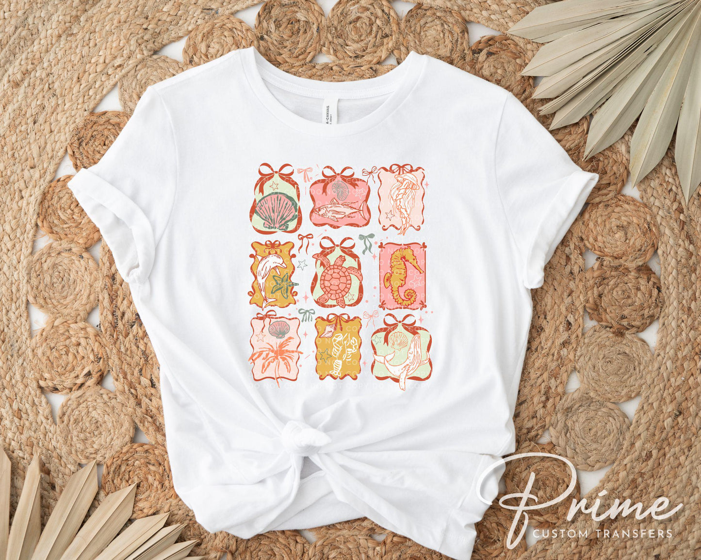 Coquette Beach DTF Transfer, Ready to Press, T-shirt Transfer, Heat Transfer, Direct to Film, Summer Shirt, Fish, Seahorse, Jellyfish