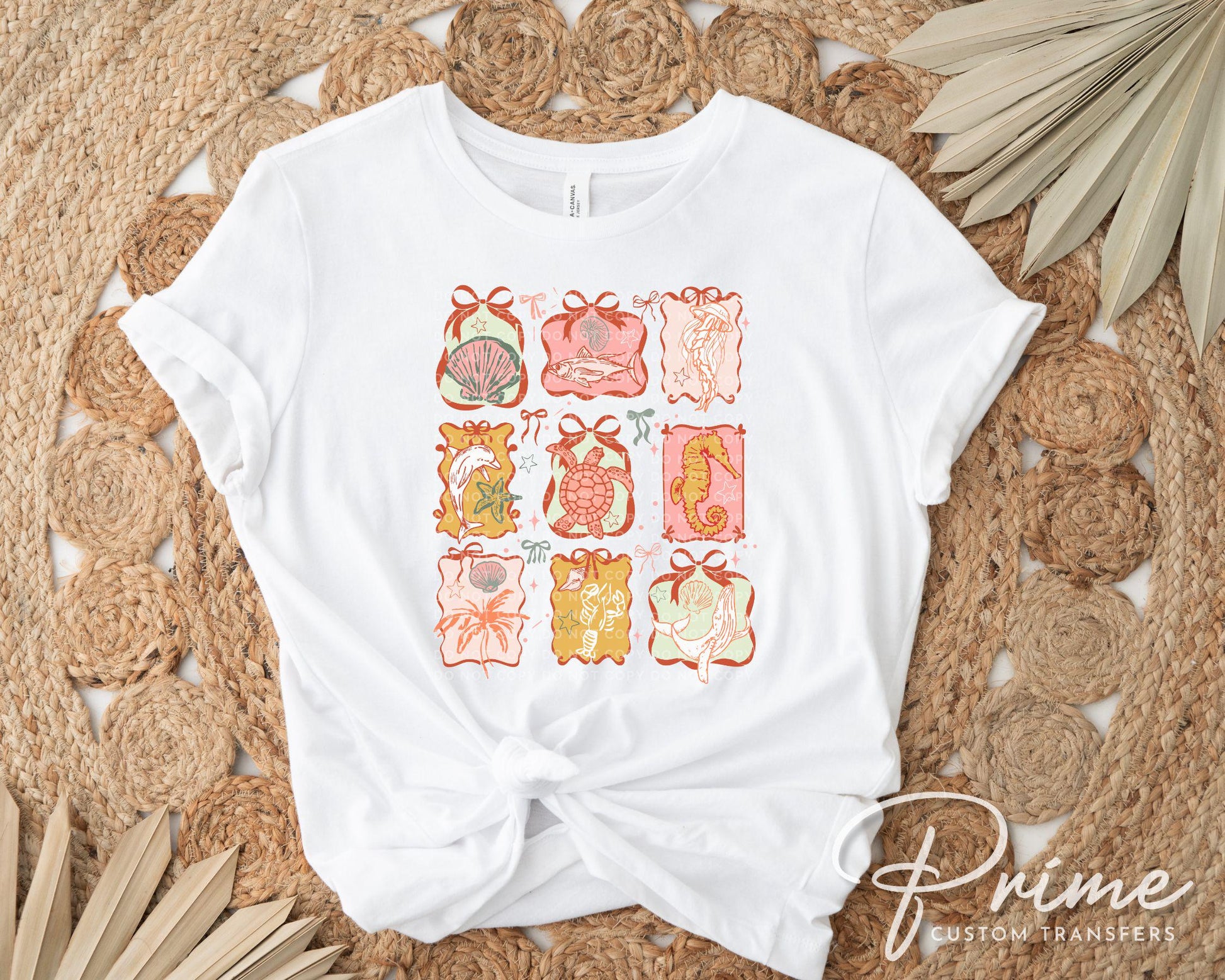 Coquette Beach DTF Transfer, Ready to Press, T-shirt Transfer, Heat Transfer, Direct to Film, Summer Shirt, Fish, Seahorse, Jellyfish