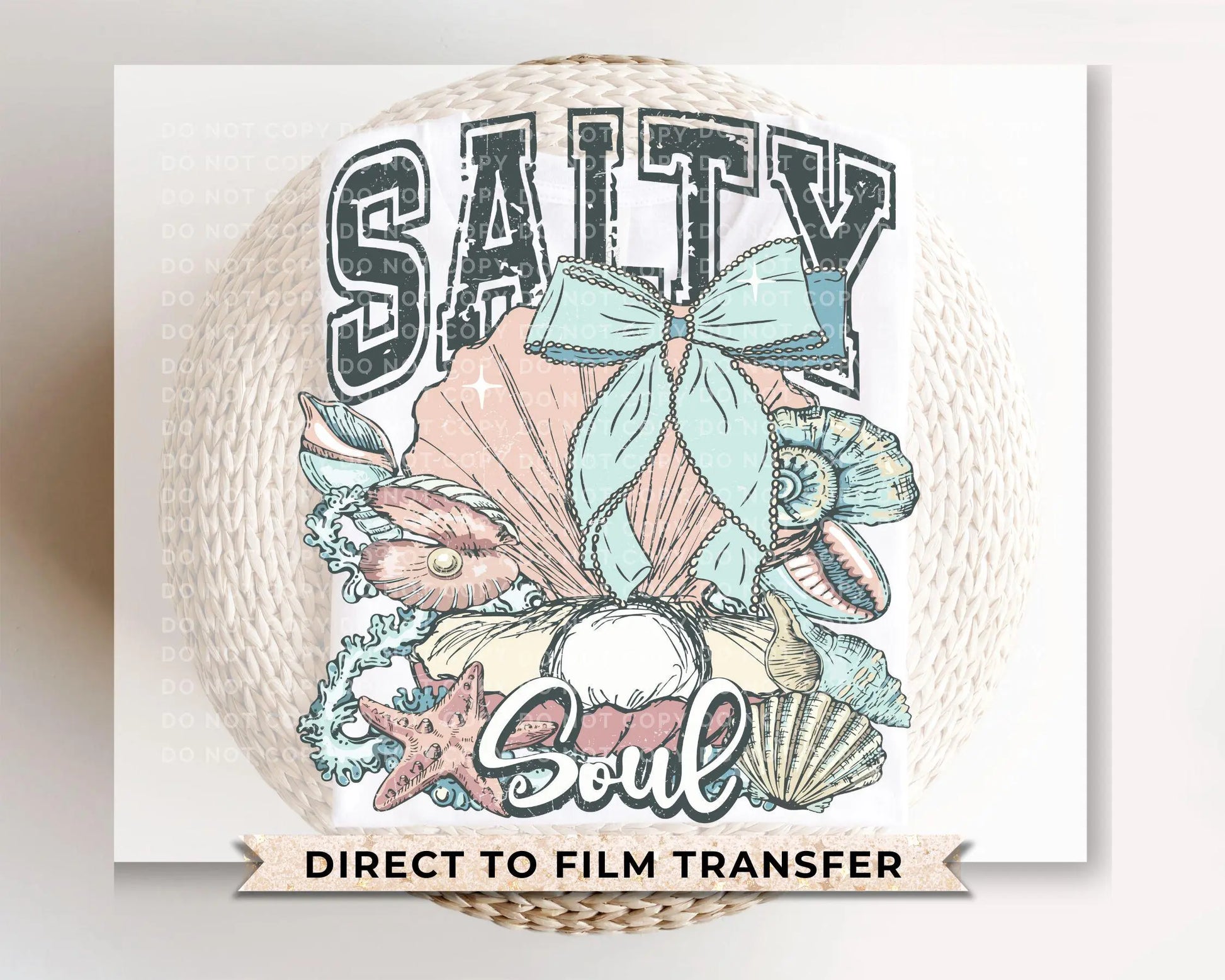 Salty Soul DTF Transfer, Ready to Press, T-shirt Transfer, Heat Transfer, Direct to film, Seashell, Summer Vacation, Coastal Beach