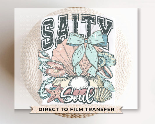 Salty Soul DTF Transfer, Ready to Press, T-shirt Transfer, Heat Transfer, Direct to film, Seashell, Summer Vacation, Coastal Beach