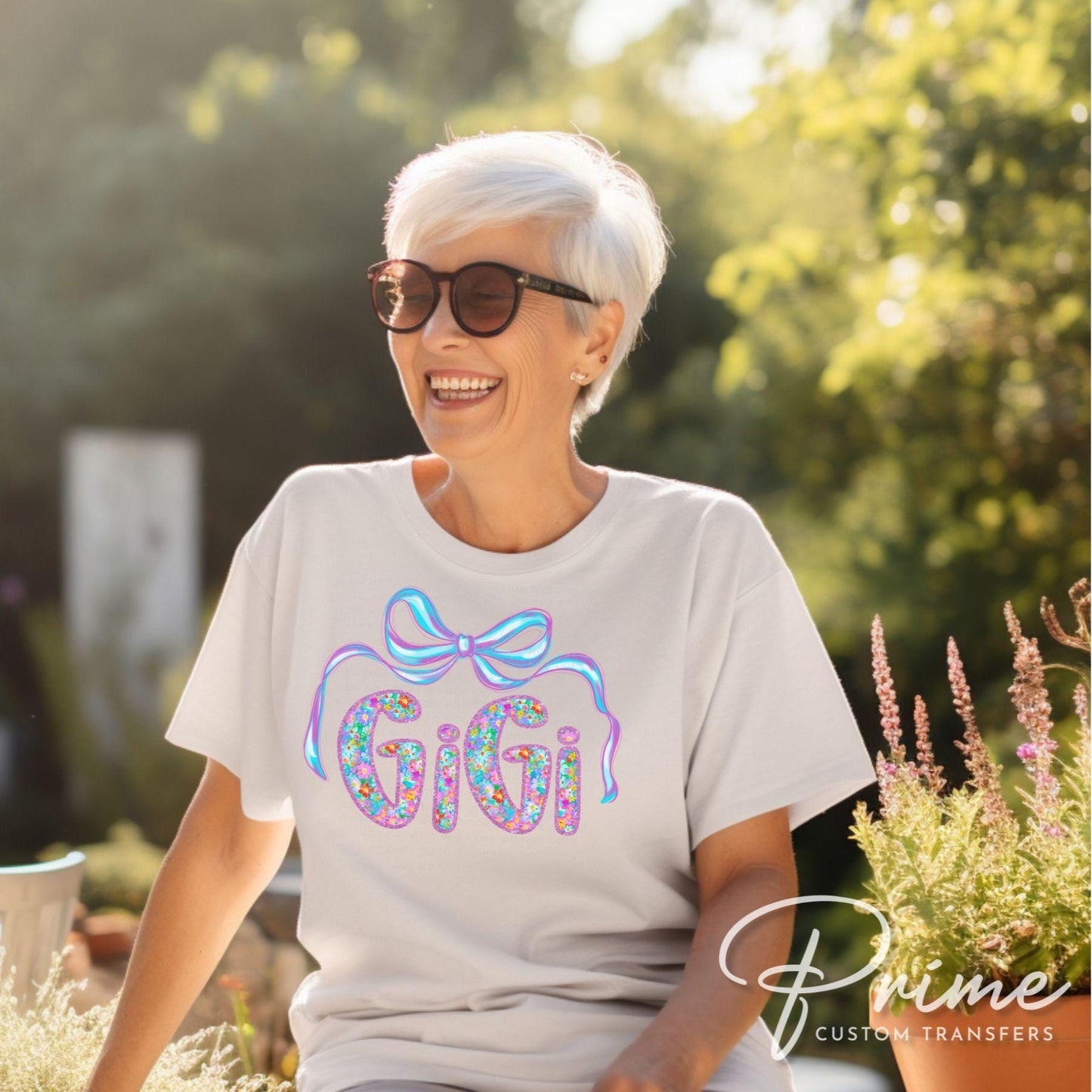 Mother's Day DTF Transfers, Ready to Press, T-shirt Transfers, Heat Transfer, Direct to Film, Flowers, Gift for Grandma, Neon Floral Gigi