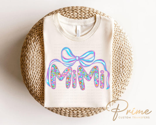 Mother's Day DTF Transfers, Ready to Press, T-shirt Transfers, Heat Transfer, Direct to Film, Flowers, Gift for Grandma, Neon Floral Mimi