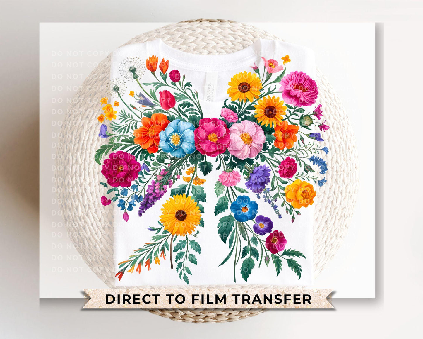 Wildflower Coquette Bow DTF Transfers, Ready to Press, T-shirt Transfers, Heat Transfer, Direct to Film, Cold Peel, Spring, Summer, Flowers