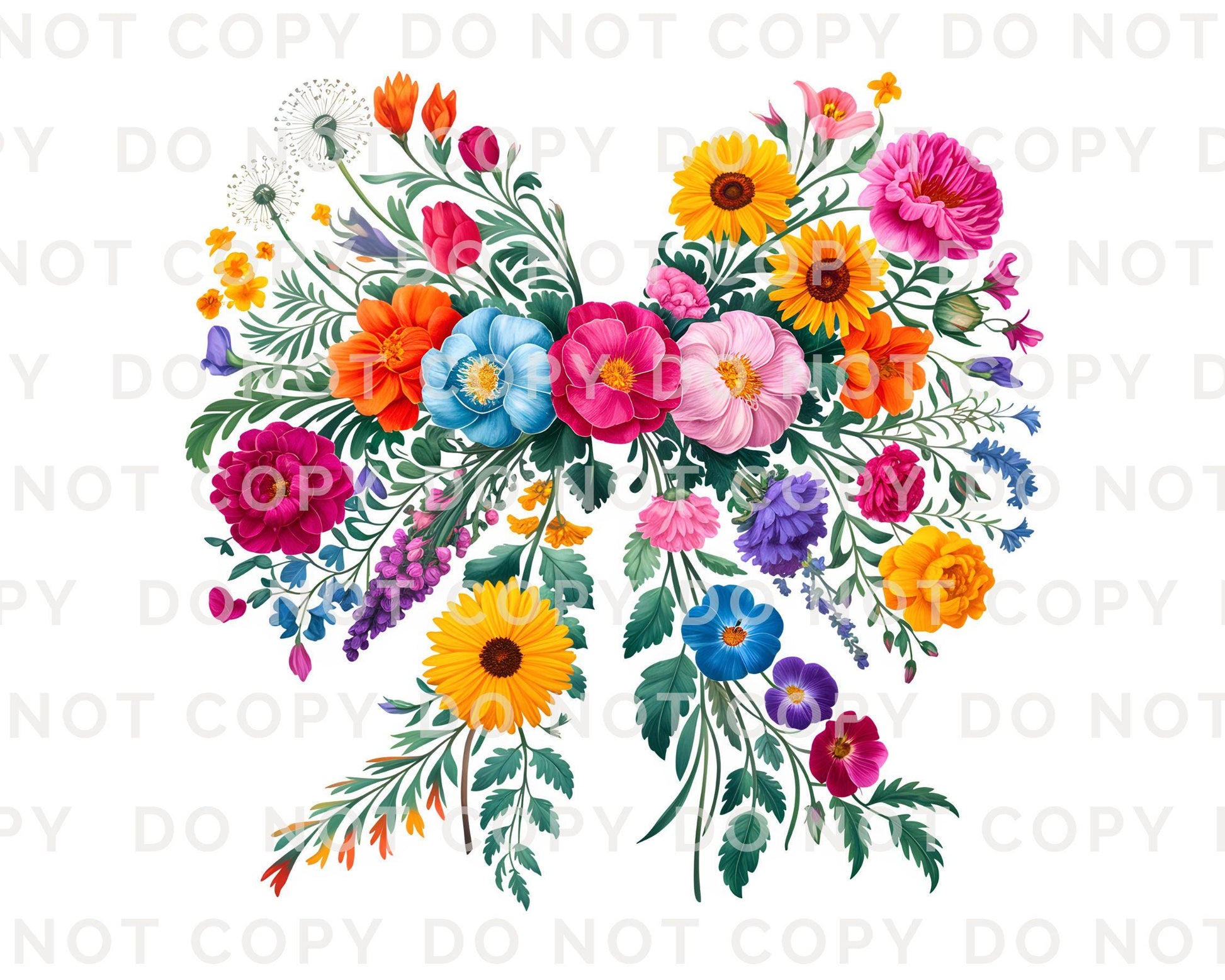 Wildflower Coquette Bow DTF Transfers, Ready to Press, T-shirt Transfers, Heat Transfer, Direct to Film, Cold Peel, Spring, Summer, Flowers