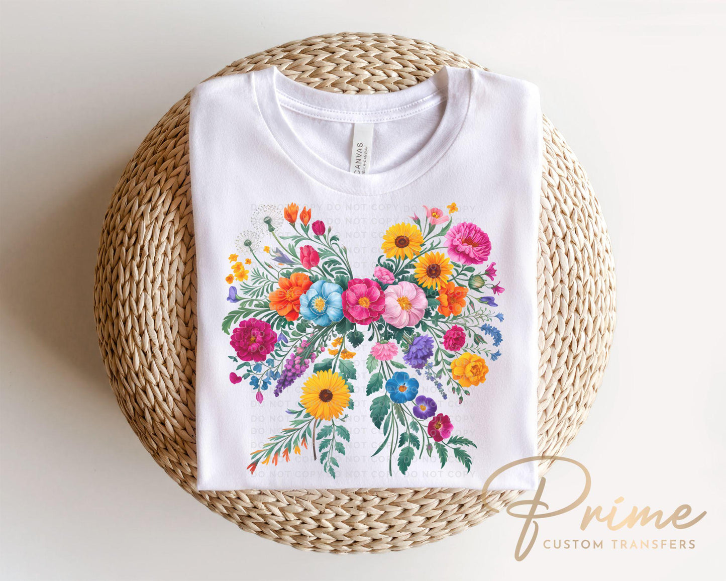 Wildflower Coquette Bow DTF Transfers, Ready to Press, T-shirt Transfers, Heat Transfer, Direct to Film, Cold Peel, Spring, Summer, Flowers