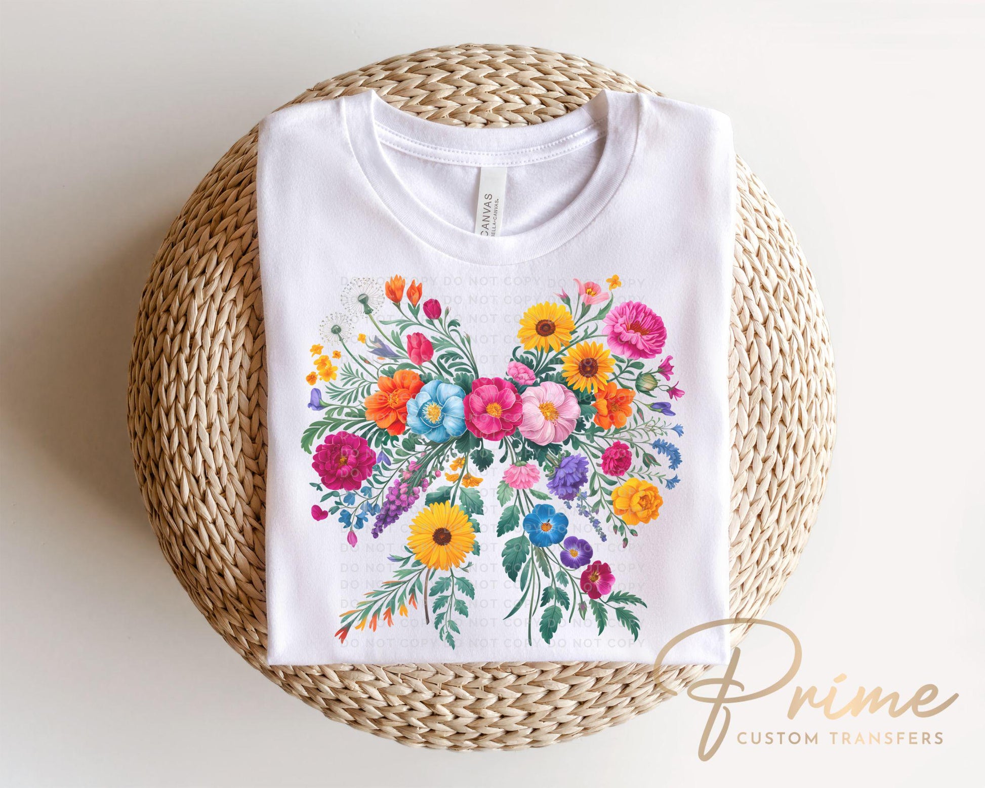 Wildflower Coquette Bow DTF Transfers, Ready to Press, T-shirt Transfers, Heat Transfer, Direct to Film, Cold Peel, Spring, Summer, Flowers