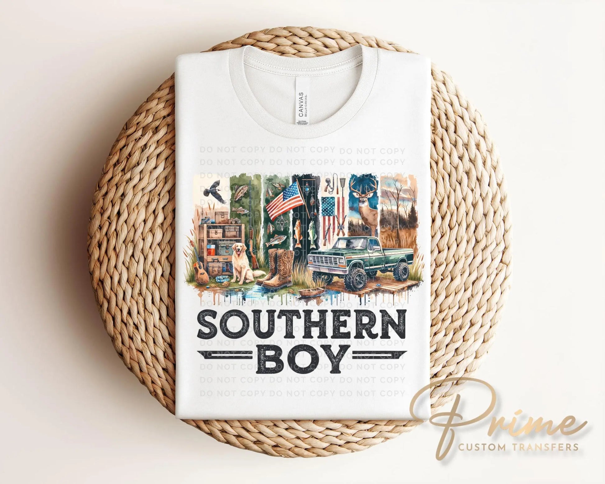 Southern Boy DTF Transfers, Ready to Press, T-shirt Transfers, Heat Transfer, Direct to Film, Gift for Dad, Camouflage, Father's Day Gift