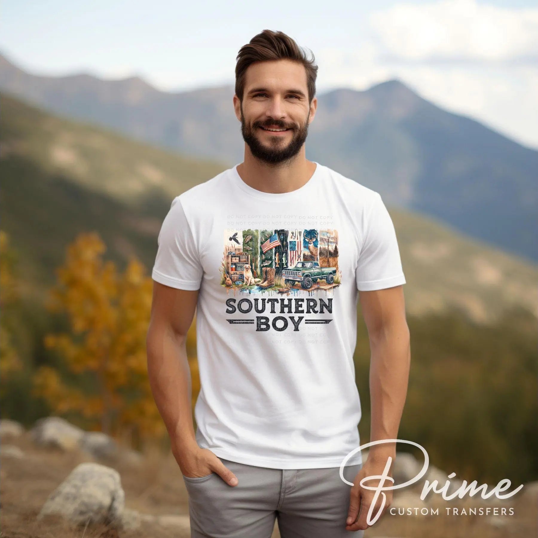 Southern Boy DTF Transfers, Ready to Press, T-shirt Transfers, Heat Transfer, Direct to Film, Gift for Dad, Camouflage, Father's Day Gift