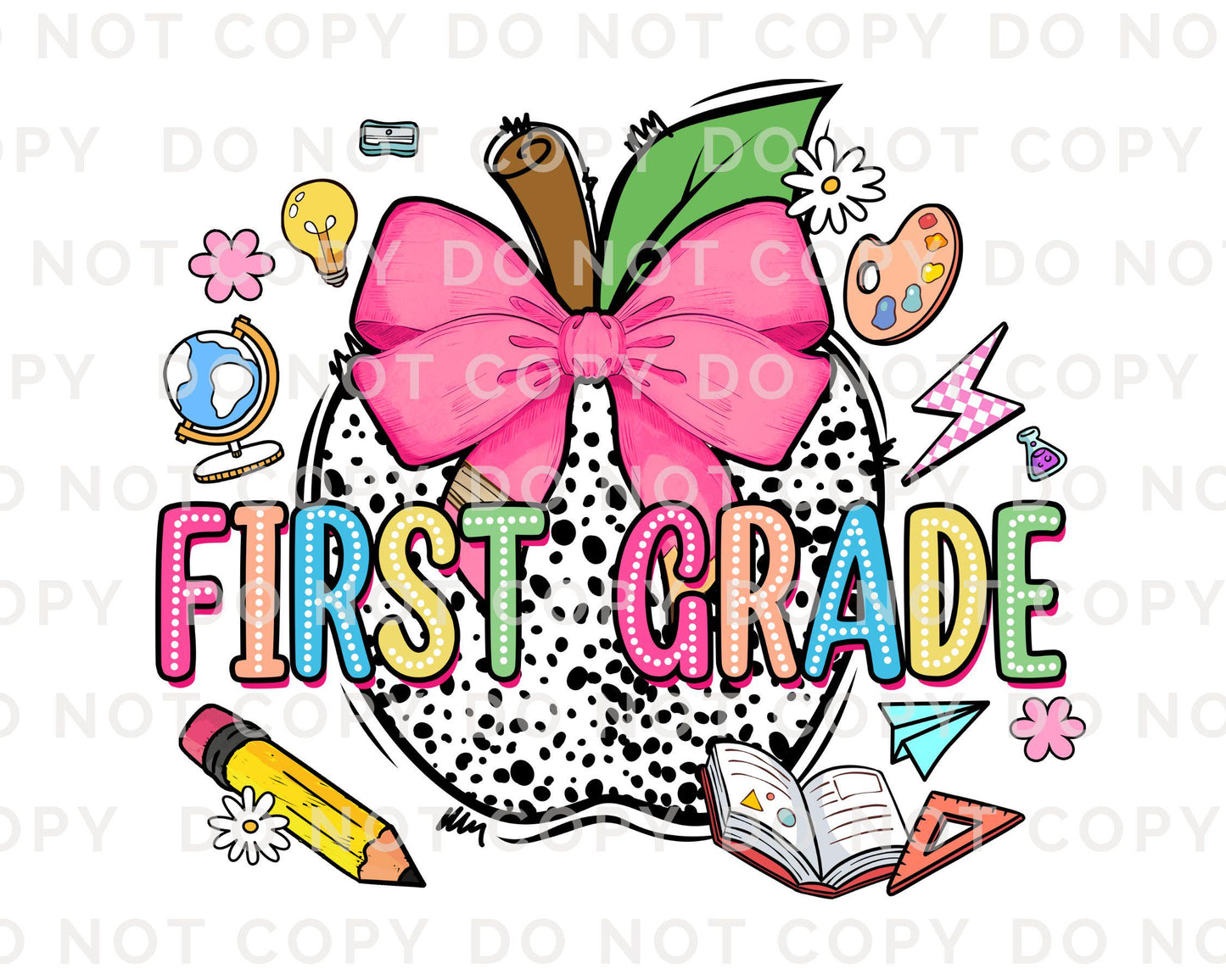 Back to School DTF Transfer, Ready to Press, T-shirt Transfer, Heat Transfer, Direct to Film, Coquette First Day Of School, First Grade