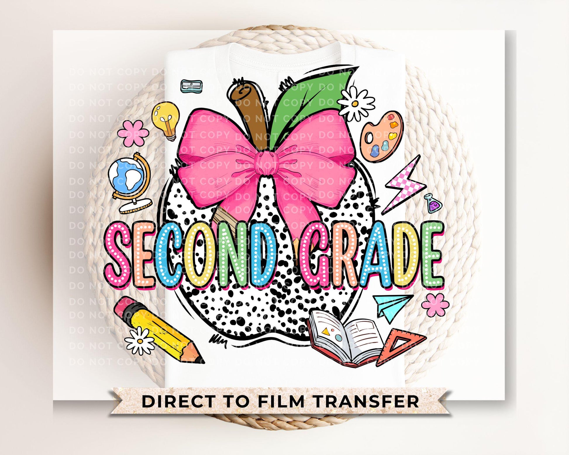 Back to School DTF Transfer, Ready to Press, T-shirt Transfer, Heat Transfer, Direct to Film, Coquette First Day Of School, Second Grade
