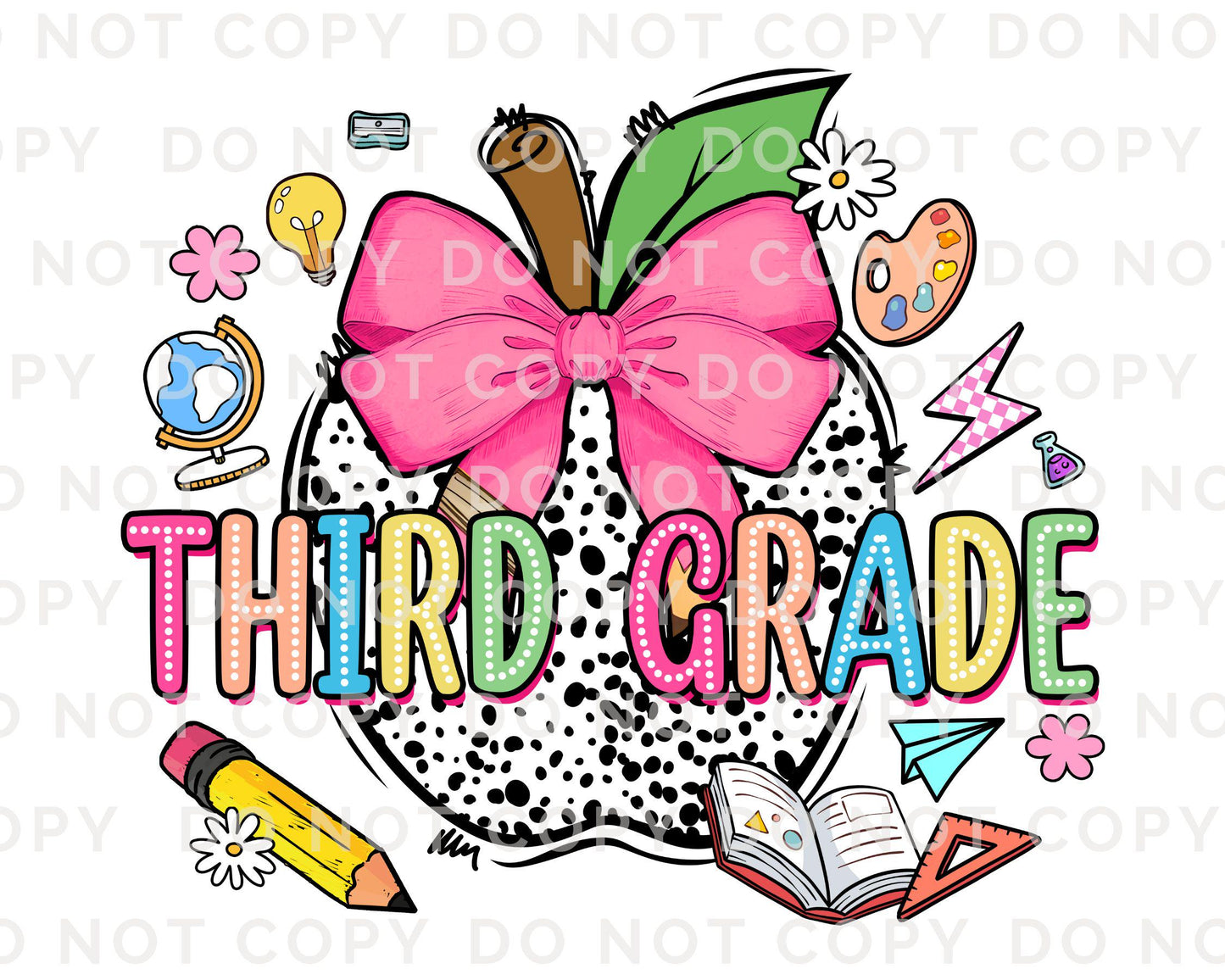 Back to School DTF Transfer, Ready to Press, T-shirt Transfer, Heat Transfer, Direct to Film, Coquette First Day Of School, Third Grade