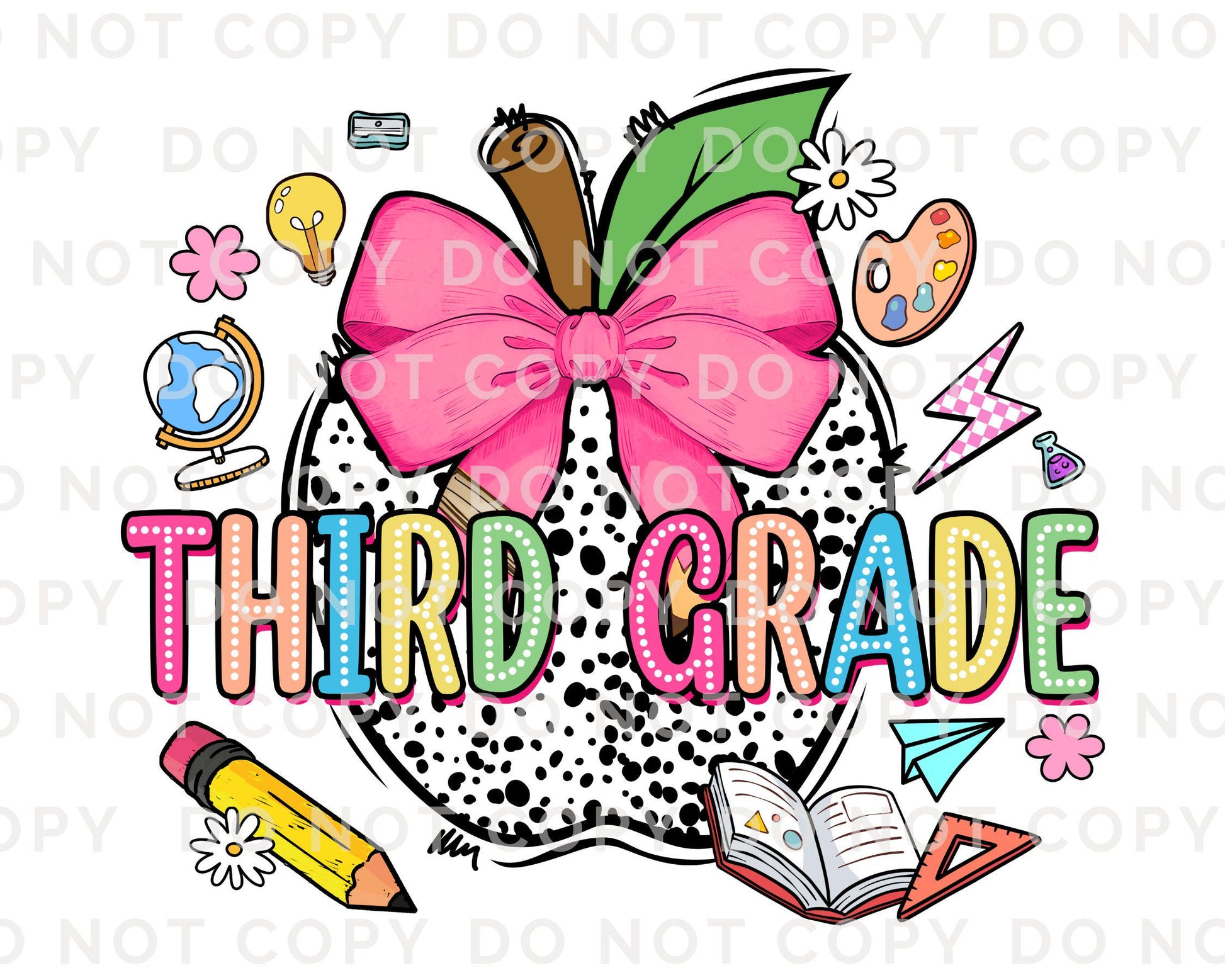 Back to School DTF Transfer, Ready to Press, T-shirt Transfer, Heat Transfer, Direct to Film, Coquette First Day Of School, Third Grade