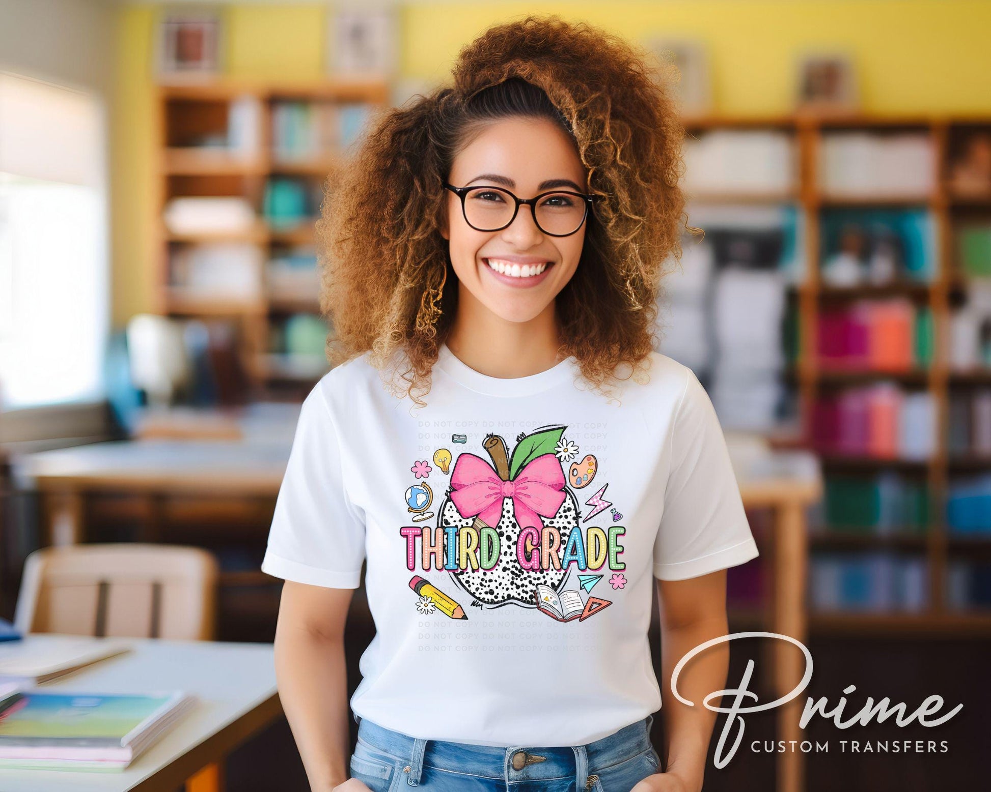 Back to School DTF Transfer, Ready to Press, T-shirt Transfer, Heat Transfer, Direct to Film, Coquette First Day Of School, Third Grade