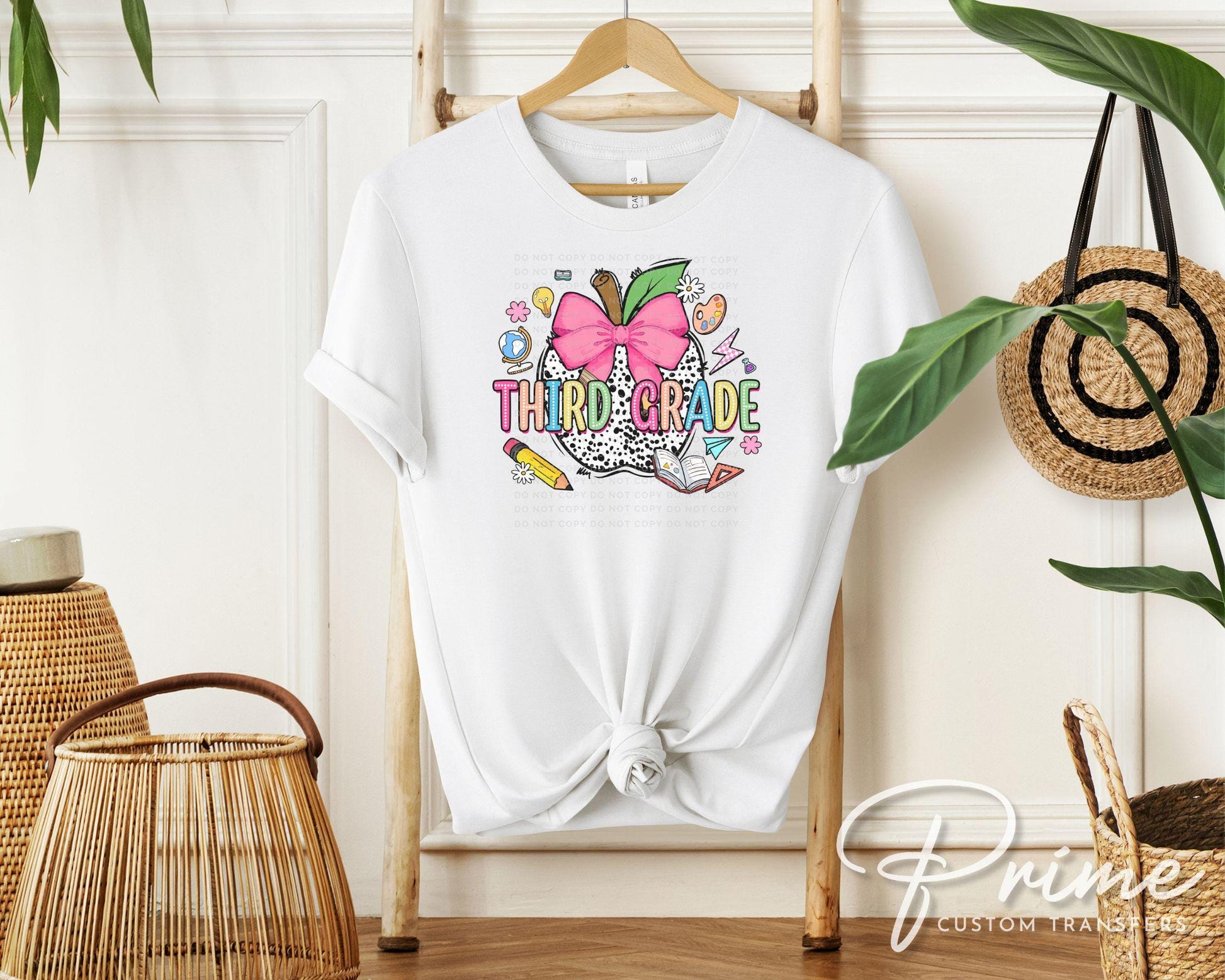 Back to School DTF Transfer, Ready to Press, T-shirt Transfer, Heat Transfer, Direct to Film, Coquette First Day Of School, Third Grade