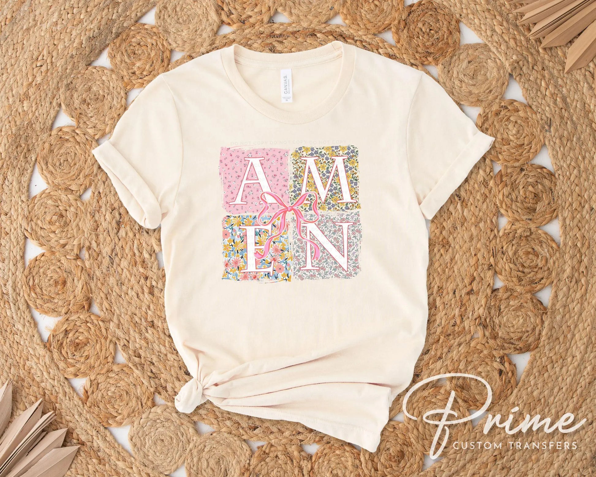 Coquette Floral Amen DTF Transfer, Ready to Press, T-shirt Transfer, Heat Transfer, Direct to Film, Bible Verse, Bow, Ribbon, Christian