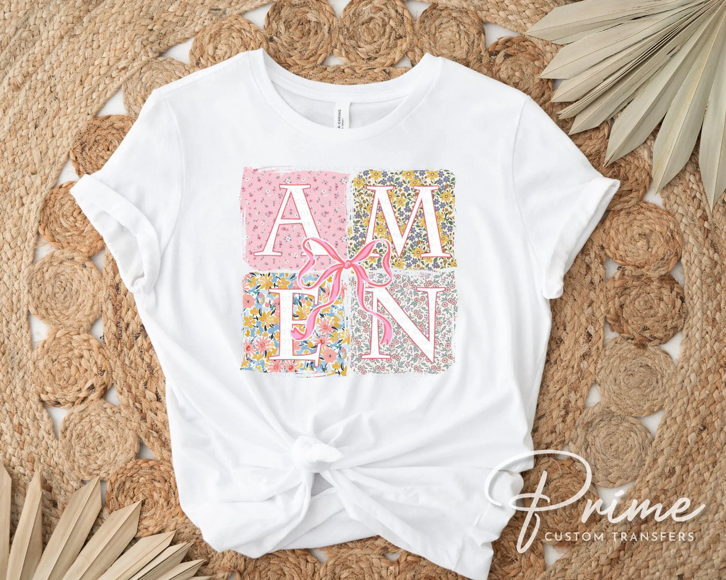 Coquette Amen DTF Transfer, Ready to Press, T-shirt Transfer, Heat Transfer, Direct to Film, Bible Verse, Christian Shirt, Bow, Ribbon