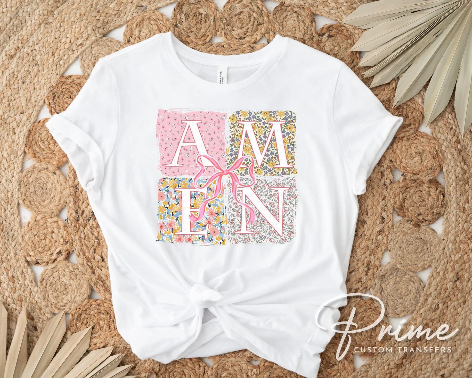 Coquette Amen DTF Transfer, Ready to Press, T-shirt Transfer, Heat Transfer, Direct to Film, Bible Verse, Christian Shirt, Bow, Ribbon