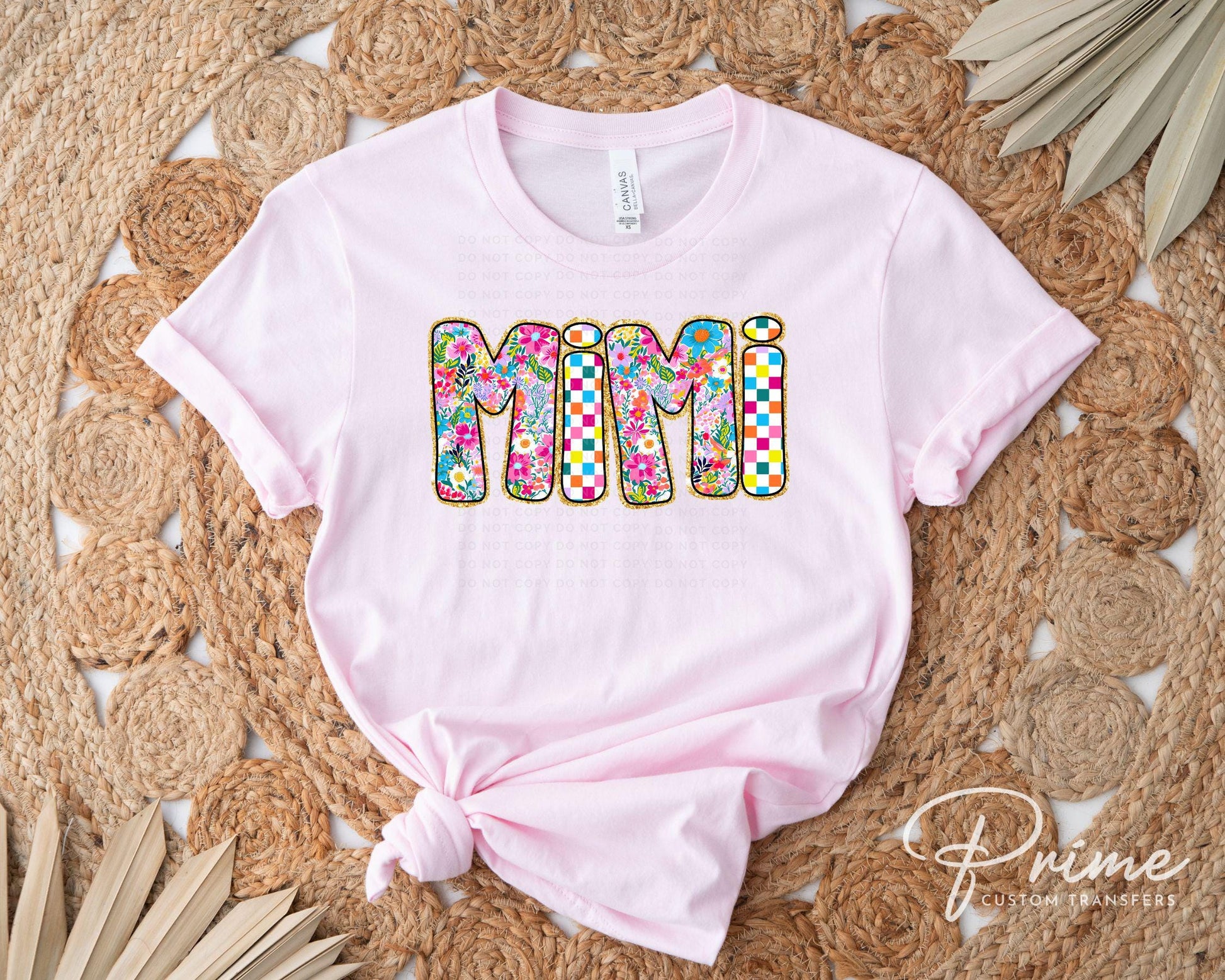 Mother's Day DTF Transfers, Ready to Press, T-shirt Transfers, Heat Transfer, Direct to Film, Gift for Grandma, Faux Glitter Floral Mimi