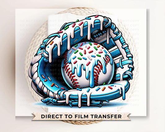 Baseball DTF Transfers, Ready to Press, T-shirt Transfers, Heat Transfer, Direct to Film, Sports Team, Home Plate, Blue Dripping Ice Cream