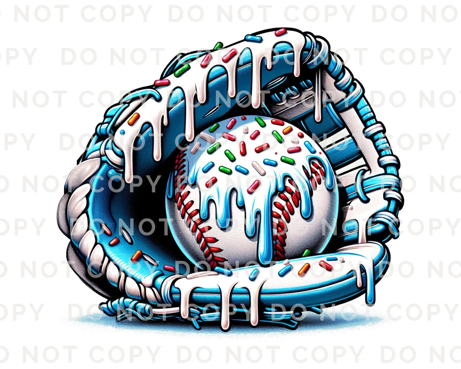 Baseball DTF Transfers, Ready to Press, T-shirt Transfers, Heat Transfer, Direct to Film, Sports Team, Home Plate, Blue Dripping Ice Cream