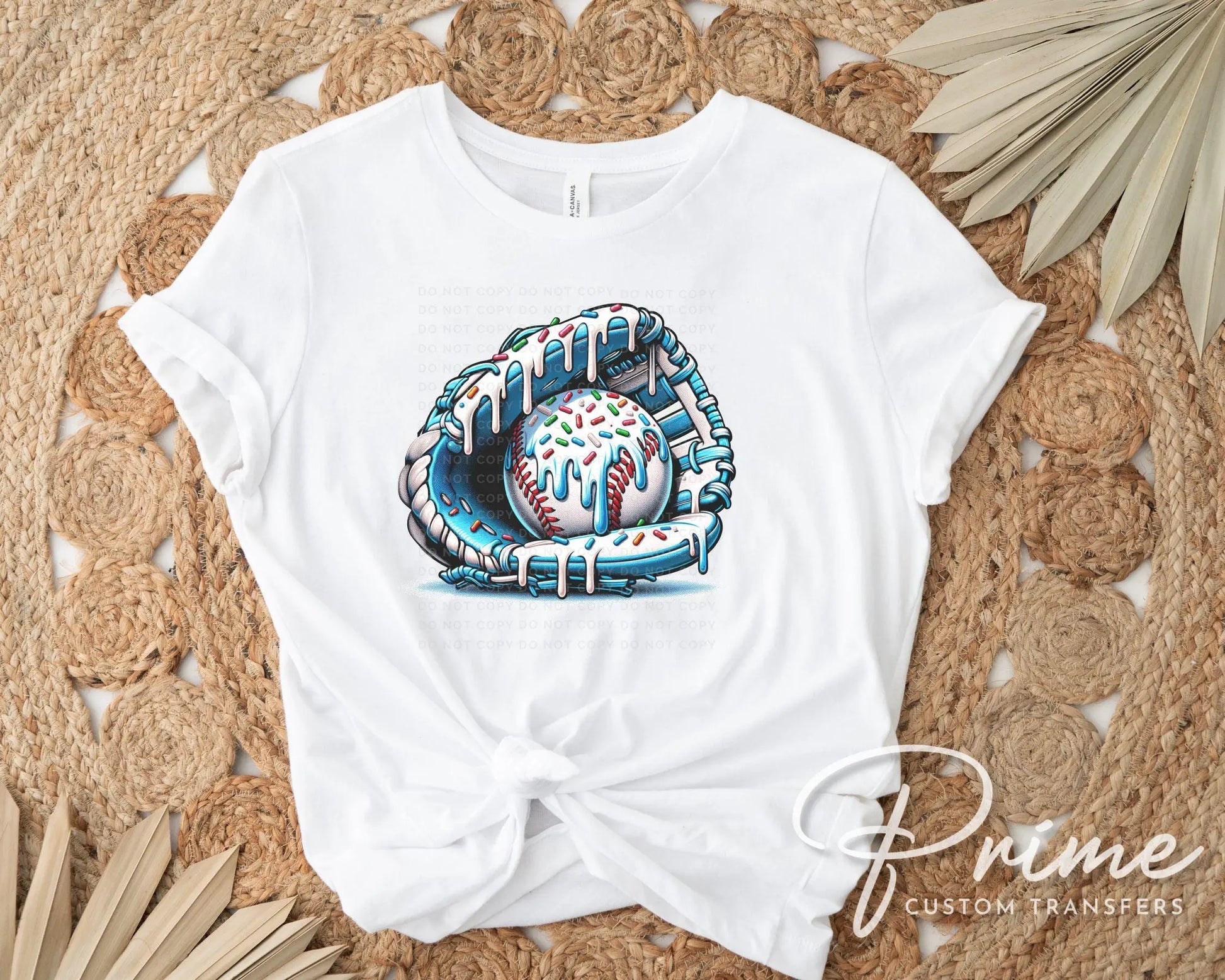 Baseball DTF Transfers, Ready to Press, T-shirt Transfers, Heat Transfer, Direct to Film, Sports Team, Home Plate, Blue Dripping Ice Cream