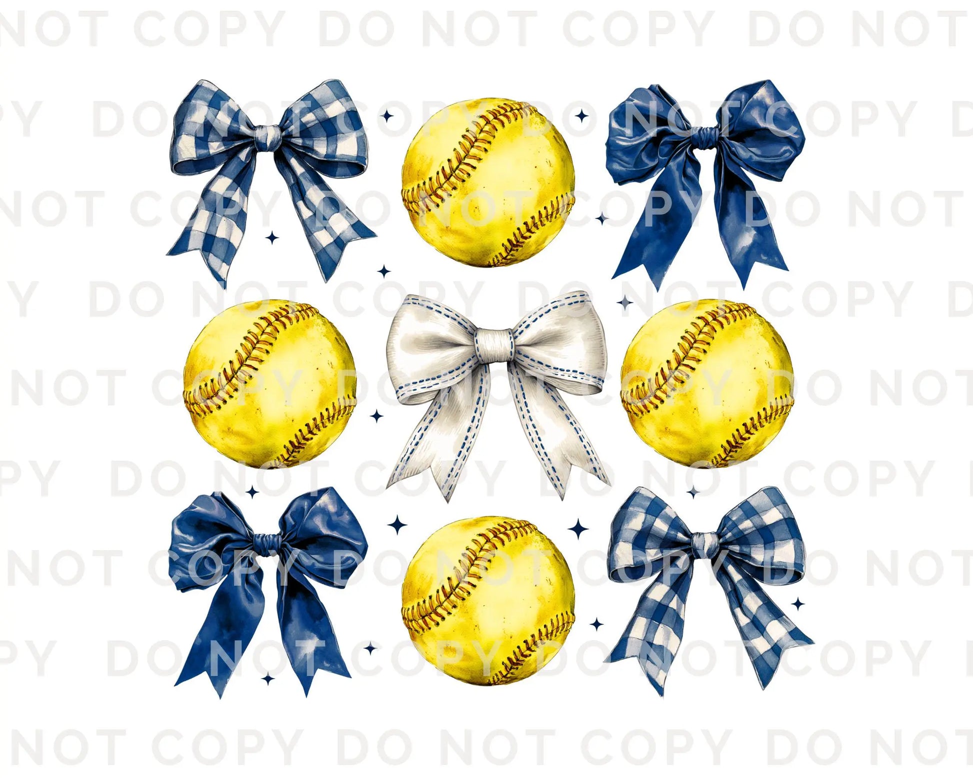 Softball DTF Transfers, Ready to Press, T-shirt Transfers, Heat Transfer, Direct to Film, Sports Mom, Softballs and Blue Bows, Coquette