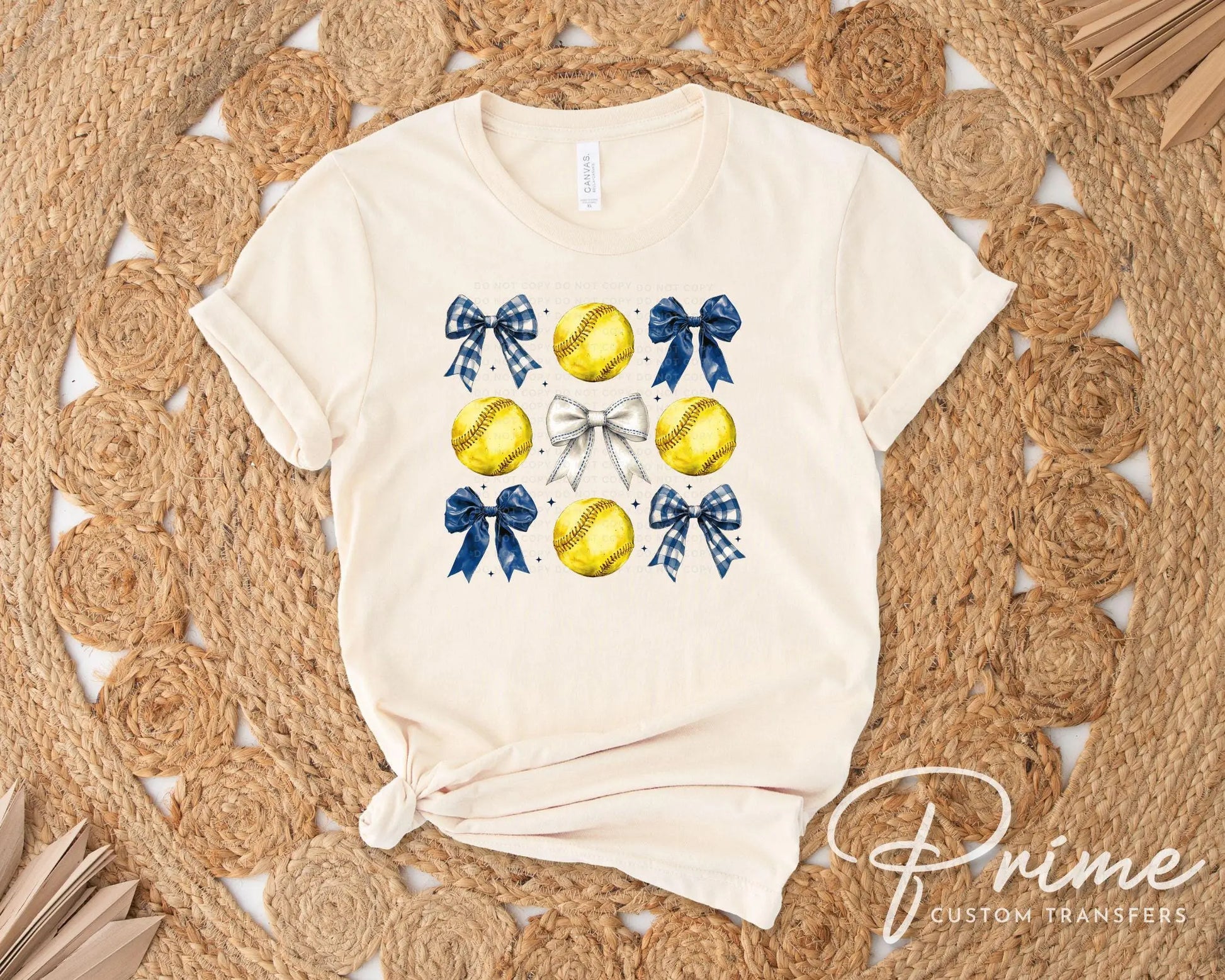 Softball DTF Transfers, Ready to Press, T-shirt Transfers, Heat Transfer, Direct to Film, Sports Mom, Softballs and Blue Bows, Coquette